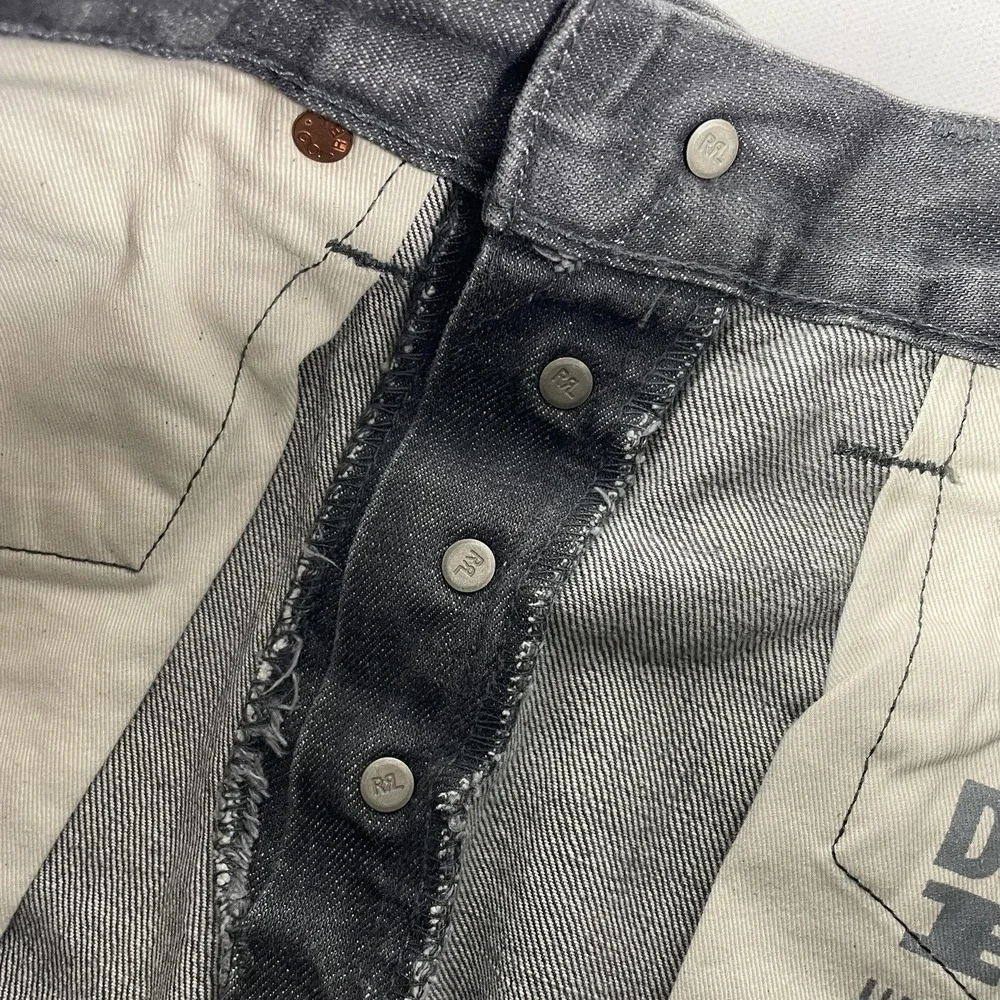 RRL Double RL Slim Fit Jeans Mens 30x26 Gray Medium Wash Japanese Selvedge Denim